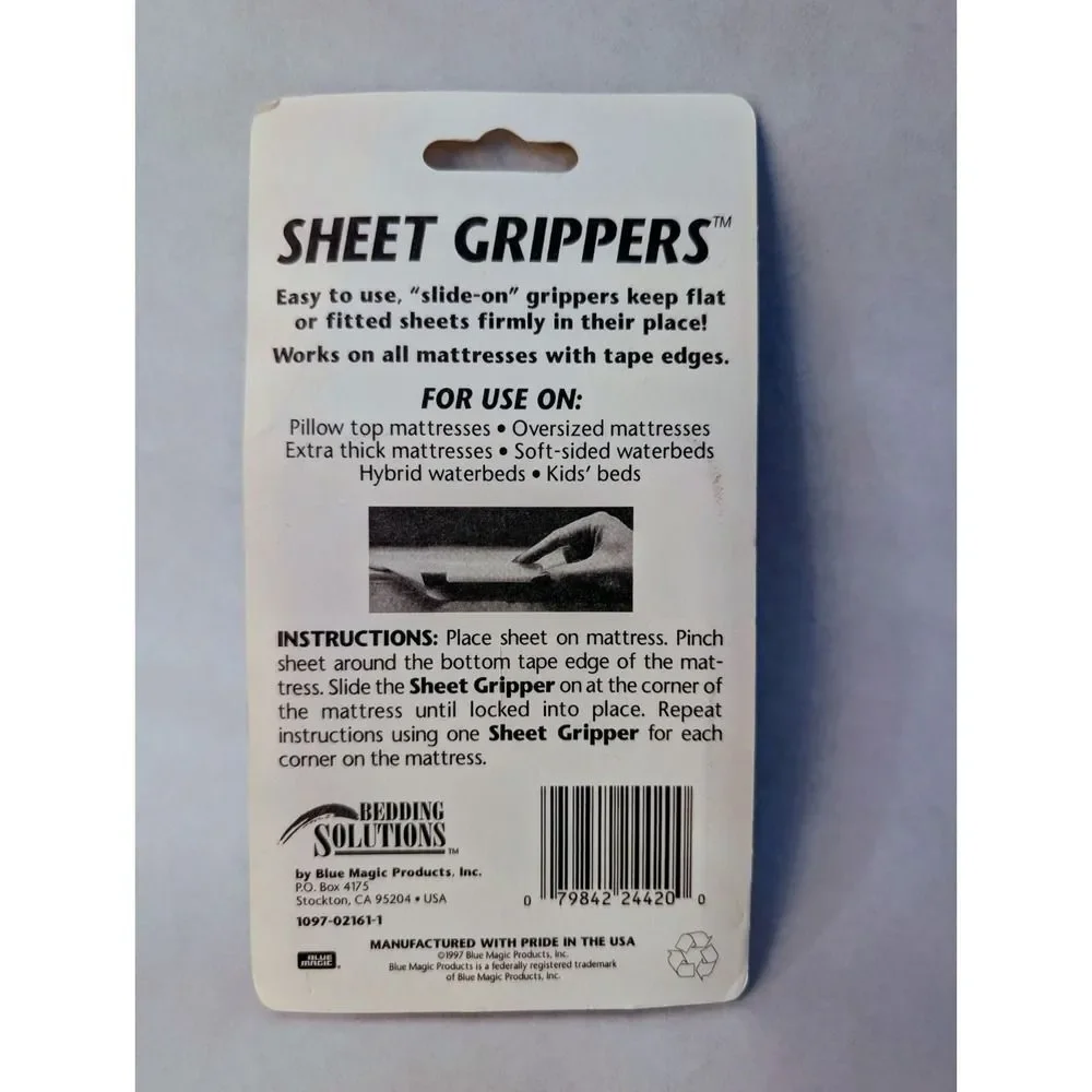 Vintage 4 Piece Bed Sheet Grippers Holders Clips Bed Sheet Straps Made In USA